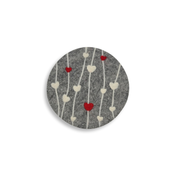 Filz Untersetzer Herzen, grau - Ø ca. 21 cm